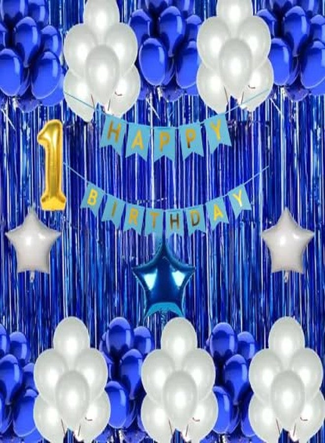 FOOGAA Premium Series First Happy Birthday Party Decoration Combo Blue Theme Banner (Set of 49) - Perfect for Birthday Celebrations, High-Quality, Easy to Use - Image 1
